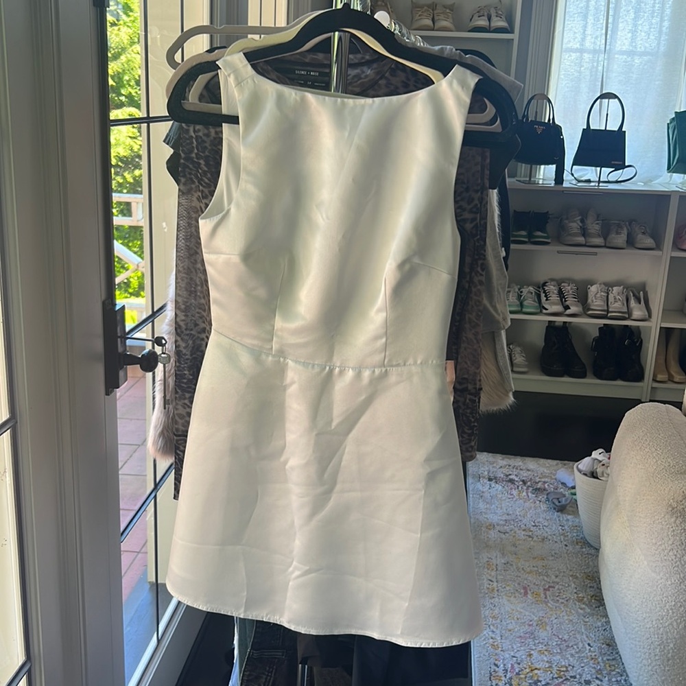 Reformation White Satin mini dress size 0 worn once! 🤍